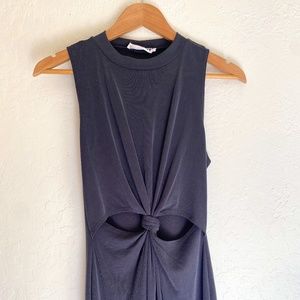 Gunmetal gray knotted dress, lightweight, mock neck, size Small
